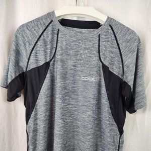 CoolR semi-compression t-shirt, gray with black trim, size Large.